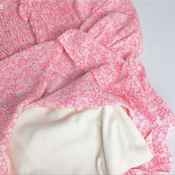 Superfoxx Smocked Midi Dress Floral Hot Pink Women’s Size Small - Picture 6 of 9
